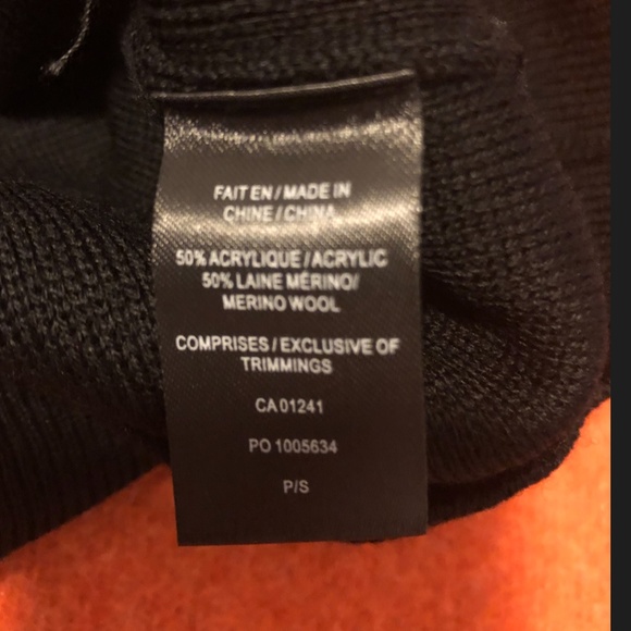 Black merino wool blend zip up mock neck retro cardigan NWT - Picture 6 of 8